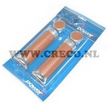 handvatset retro aluminium licht cognac