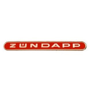 sticker zundapp woord [zundapp] langwerpig aluminium / rood