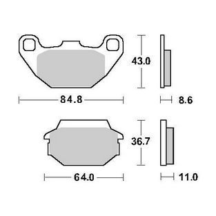 remblokken set kymco agility 16 inch / kxr250 / people / super8 / super9 / tgb achter sbs 154hf