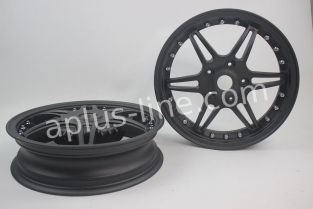 Velgen set 12\'\' aplus (voor + achter) passend op vespa gts matt black edition - sport